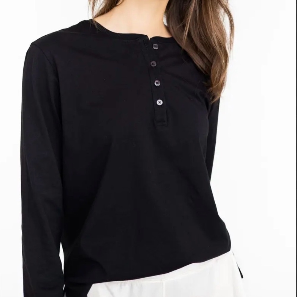 Style & Co. Black Long Sleeve Henley Top